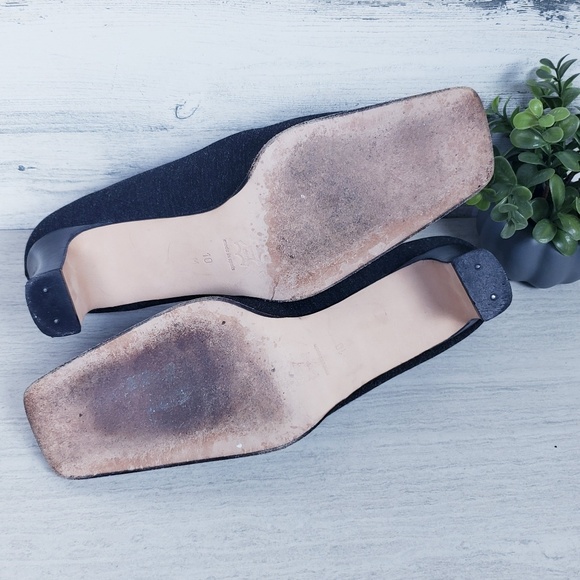 Vintage square toe mixed fabric Mary Jane Heel - Picture 8 of 8